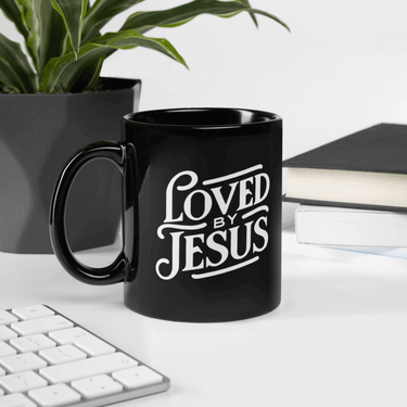 Black Glossy Mug Loved by Jesus
