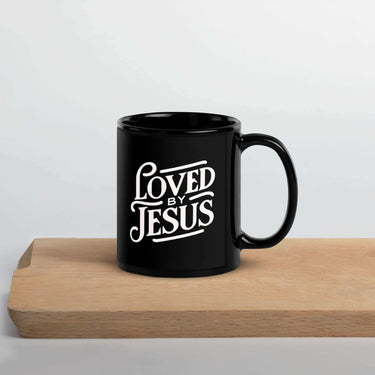 Black Glossy Mug Loved by Jesus