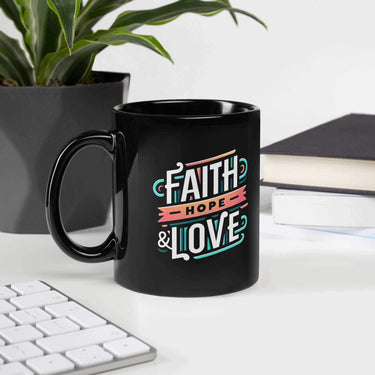 Black Mug Faith Hope & Love