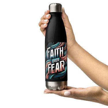 Black Stainless steel water bottle Faith over Fear