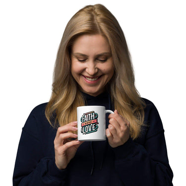 White glossy mug Faith Hope & Love