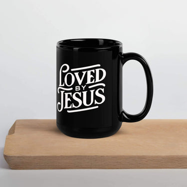 Black Glossy Mug Loved by Jesus 