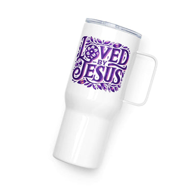 Travel mug with a handle Loved by Jesus 