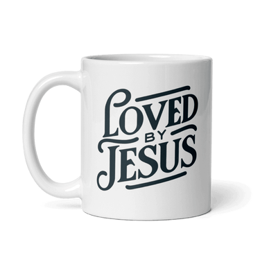 White glossy mug Love by Jesus 