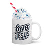 White glossy mug Loved by Jesus 
